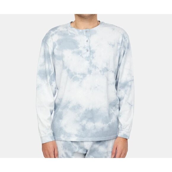 Lacausa Lolo Henley Medium Weight Organic Cotton Jersey Unisex Fit Blue L - Picture 3 of 8